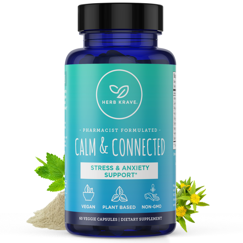 Calm & Connected : 8-in-1 Plant Based Stress & Anxiety Relief Supplement ~Mood Boost, Adrenal Support, & Relaxed Mind.*