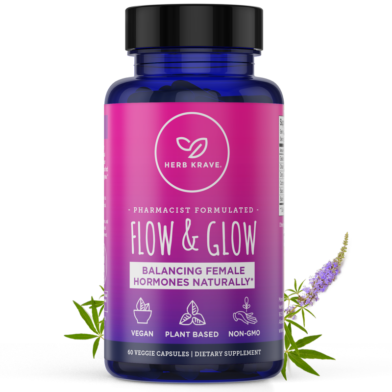 Flow & Glow -  A potent herbal blend to support healthy hormone balance + ease symptoms of PMS, PMDD and Menopause* -60 Capsules